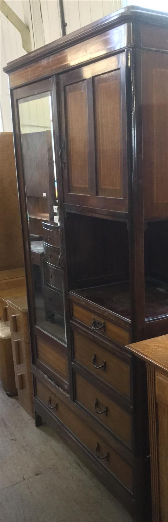 Edwardian banded mahogany wardrobe(-)